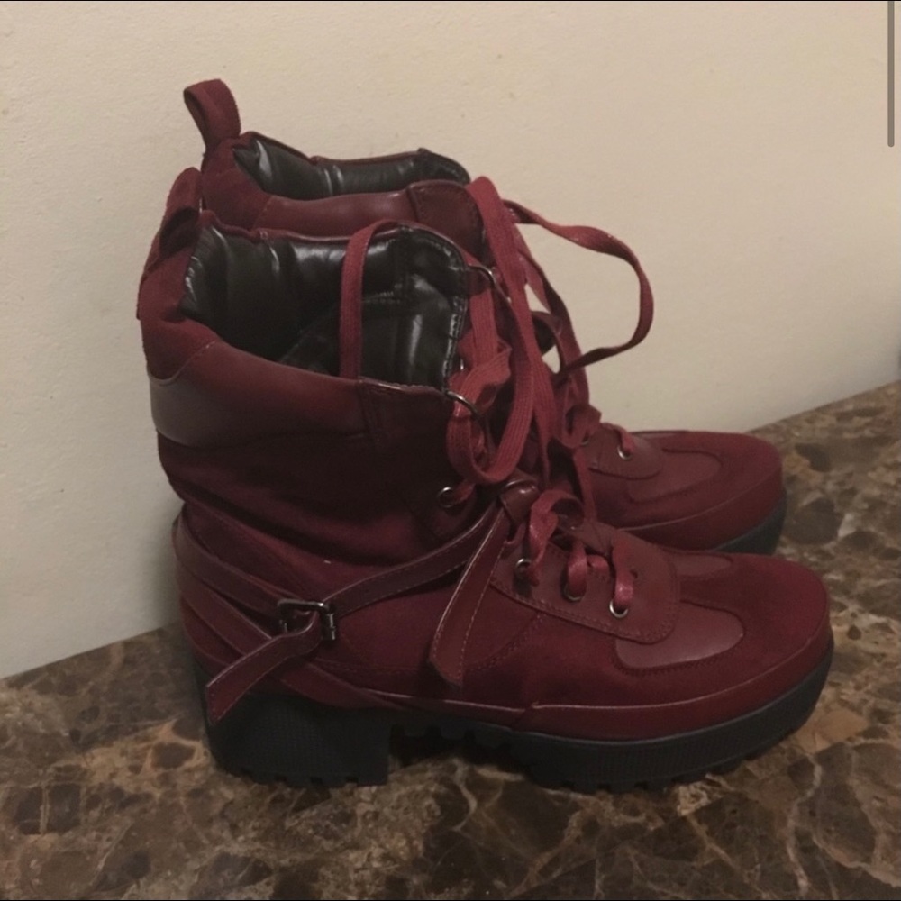 Burgundy COMBAT boots